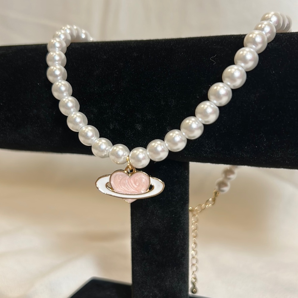 Heart plant trendy pearl necklace